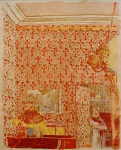 ピンクの吊り下げインテリアI 作： Edouard Vuillard